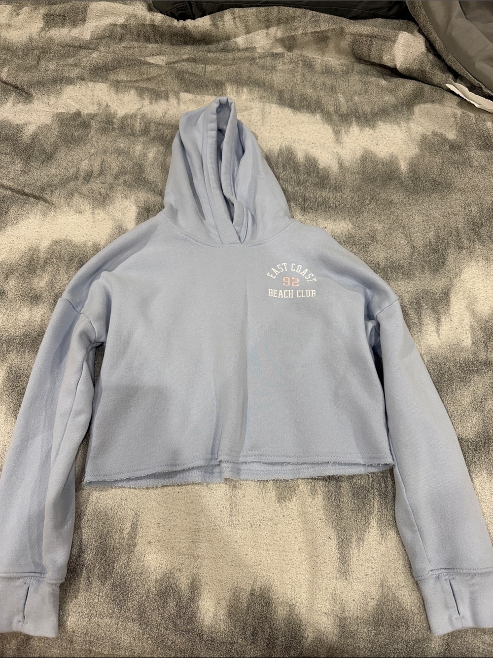abercrombie kids light blue cozy crop hoodie